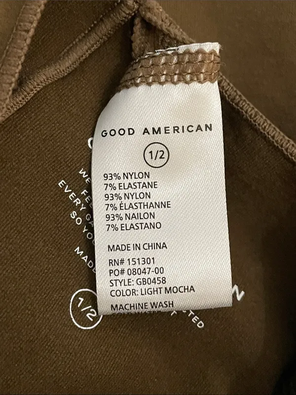 NWT Good American Essential Mock Neck Bodysuit Light Mocha Tan Size 1/2 S/M - Image 6