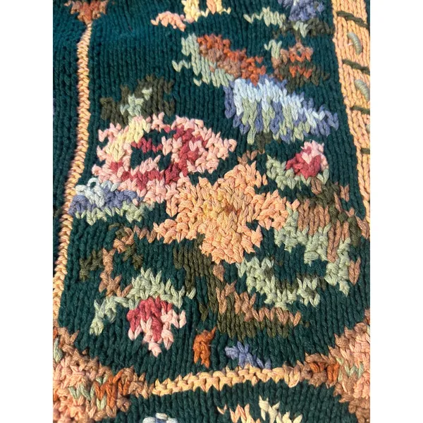 Vintage 90s Crystal Kobe Floral Sweater Small Ramie Cotton Knit Grandmacore Fall - Image 3