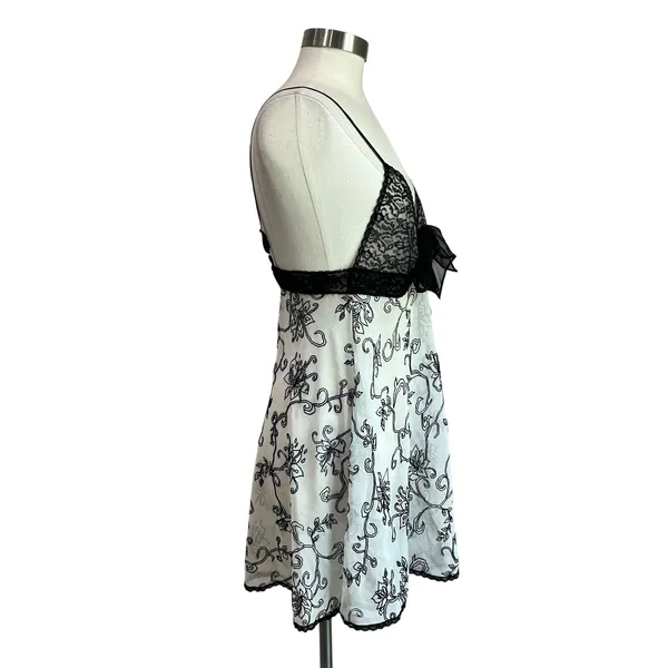 Victoria's Secret Vintage Gold Lace Babydoll Floral‎ Mini Sheer Slip Dress Sz M - Image 2