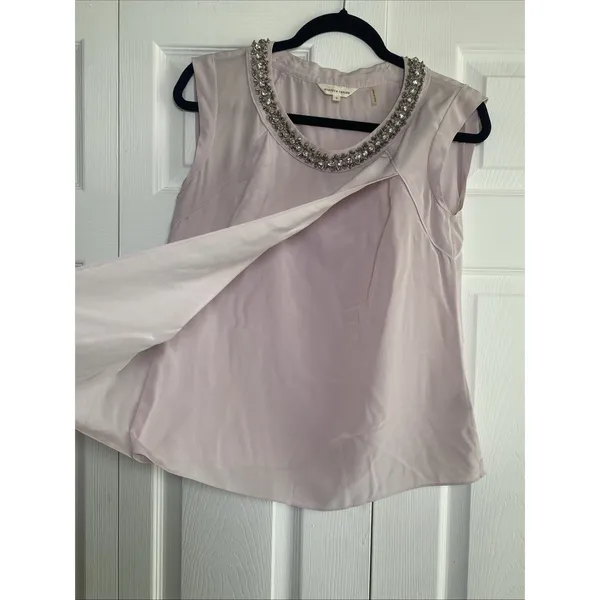 Rebecca Taylor Embellished Silk Wrap Top Womens Size 0 Lavender Grey Sleeveless - Image 6