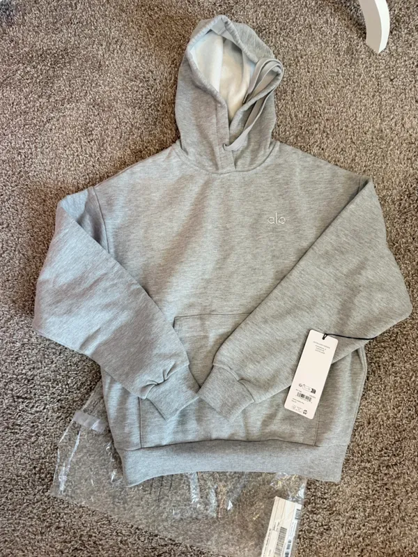NWT Alo Accolade gray hoodie relaxed fit size xs unisex - Image 9