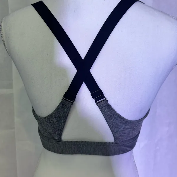 Under Armour Gray Heathered Sports Bra with Black Straps - Image 4