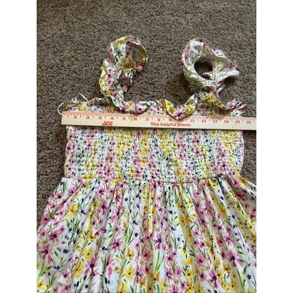 Crown & Ivory Multi Color Floral Sleeveless Smocked Midi Dress Large - Image 6
