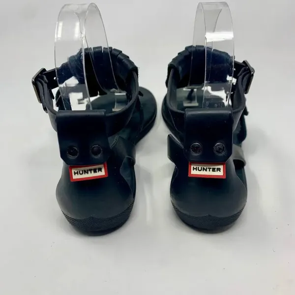 Hunter Original‎ Fringe T-Bar Leather Sandals Black - Image 7