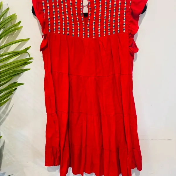 Red Ruffled Women's Dress - Image 2