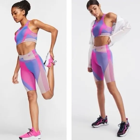 Nike Sculpt Icon Clash Seamless 8" Training Shorts Women's‎ Small Fire Pink NWT - Image 2