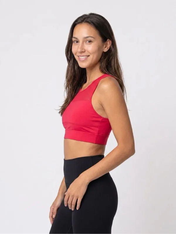 ZYIA ACTIVE RED All Star Mesh-Detail Sports Bra - Image 2