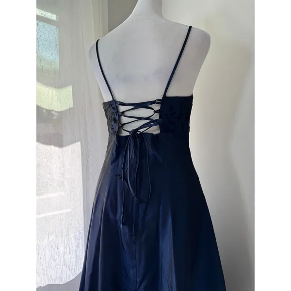 Vintage Y2K Windsor Dark Blue Corset Back Floor Length Prom Dress - Image 7