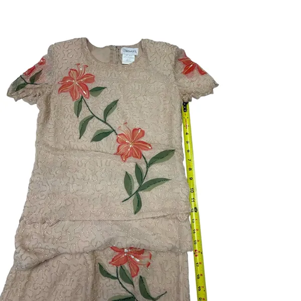 Chadwick's Vintage 100% Silk Two-Piece Beaded Floral Maxi Dress Set - Image 8