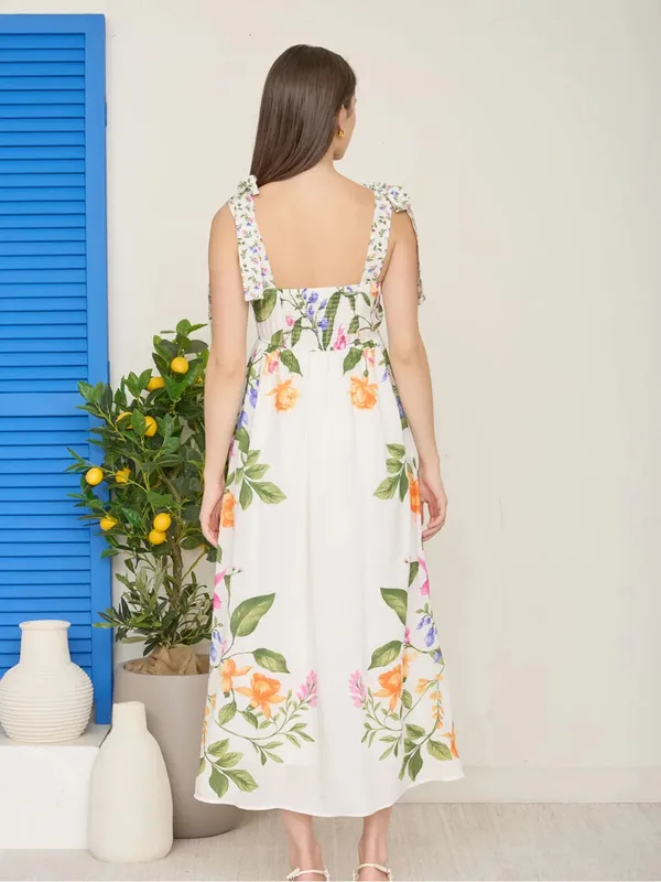 NWT Blu Pepper Off White Floral Tie Strap Empire Waist Midi Dress – Medium - Image 3