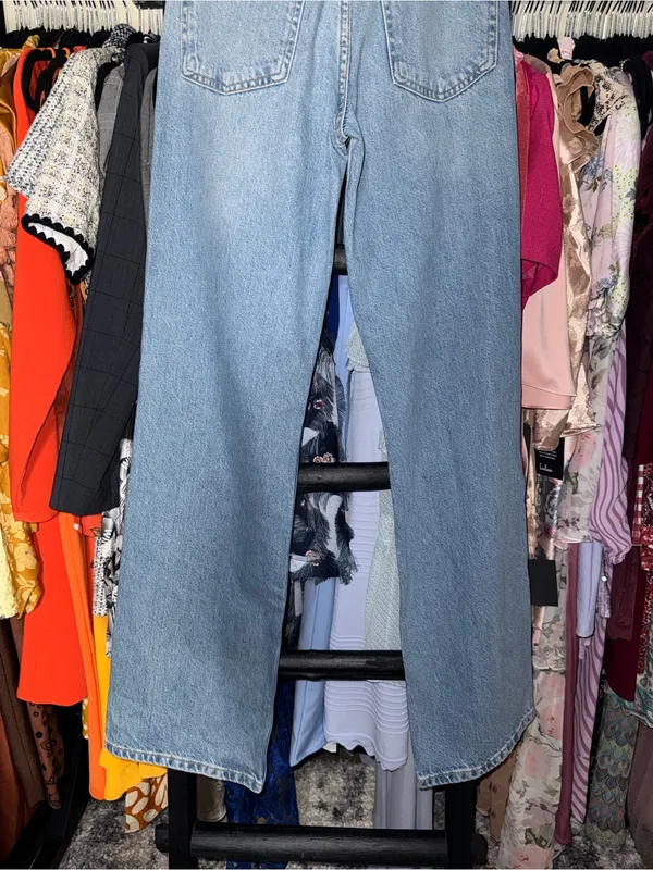 Zara Rhinestone Studded Wide Leg Jeans Light Wash Denim Womens 4 New NWT - Image 11
