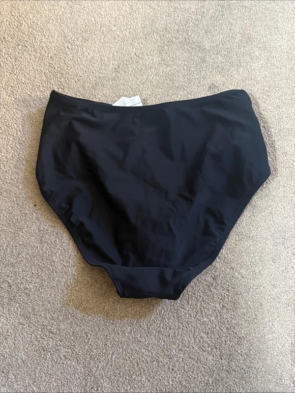 Cupshe Black Chasing Sunshine Shirred Tummy Control Bikini Bottoms Size L - Image 4