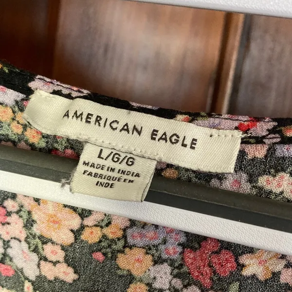 American Eagle Floral V-neck Tiered Long Sleeve Mini Dress Size L - Image 4