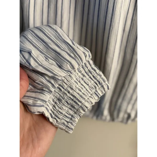 Hollister Coastal Striped Stripe Long Sleeve‎ Cross Over Crop Top Women's Size S - Image 4