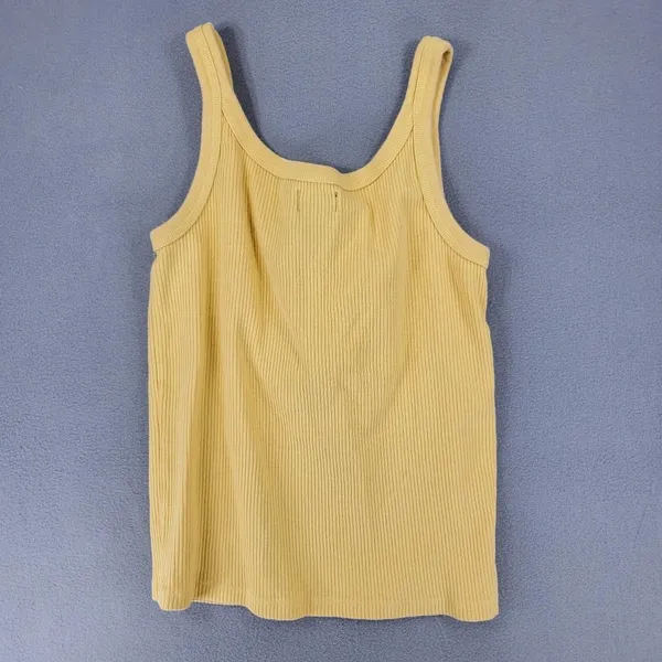 Abercrombie & Fitch Tank Top Women L Yellow Ribbed Cotton Scoop Neck Vintage Y2K - Image 4