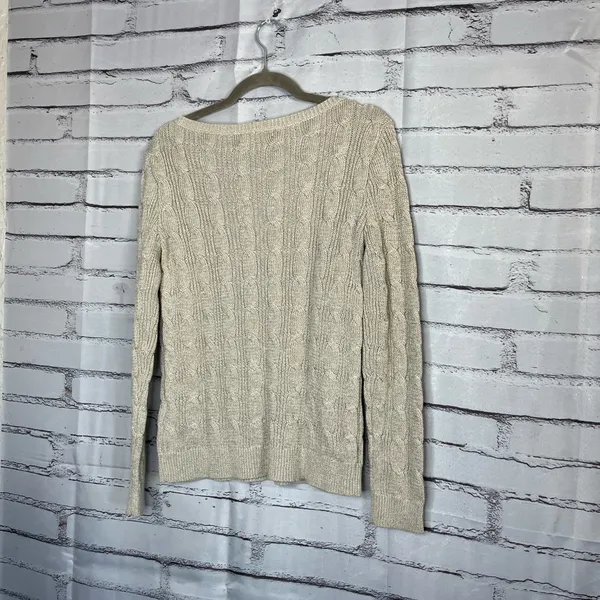 Lauren Ralph Lauren Black Label Cable Knit Cream Sweater Preppy Fall M Vintage - Image 9