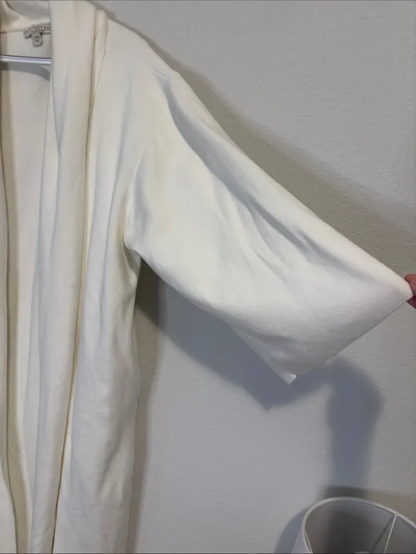 New York & Company Cream Open-Front over sized Draped Cardigan - Image 4