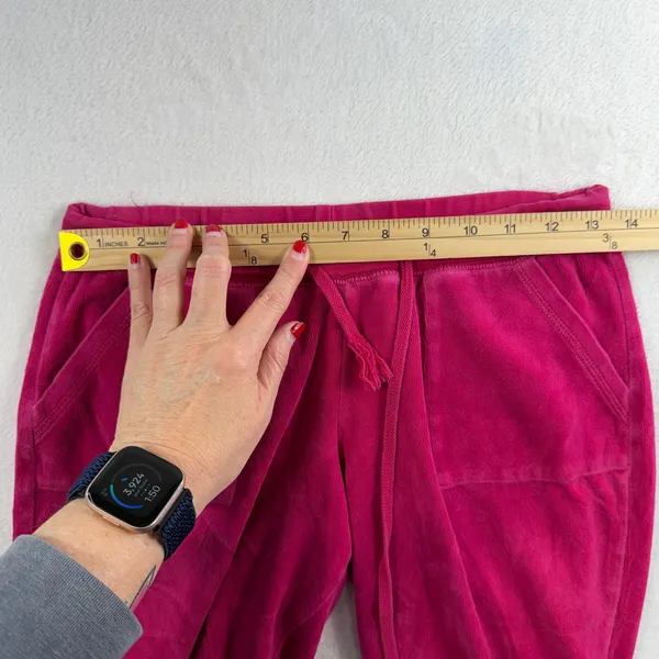 VTG Y2K Mossimo S Small Velour Pants Pink Flare Leg Low Rise Drawstring Hip‎ Hop - Image 8