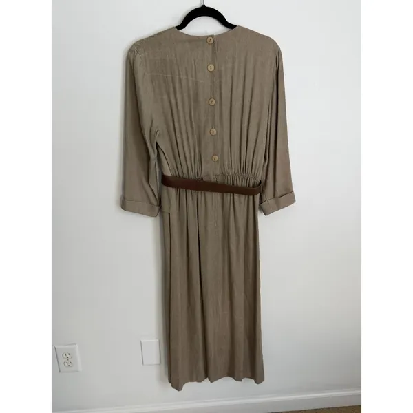Vintage Hampton Dress Co. beige peplum work dress size 6 - Image 6