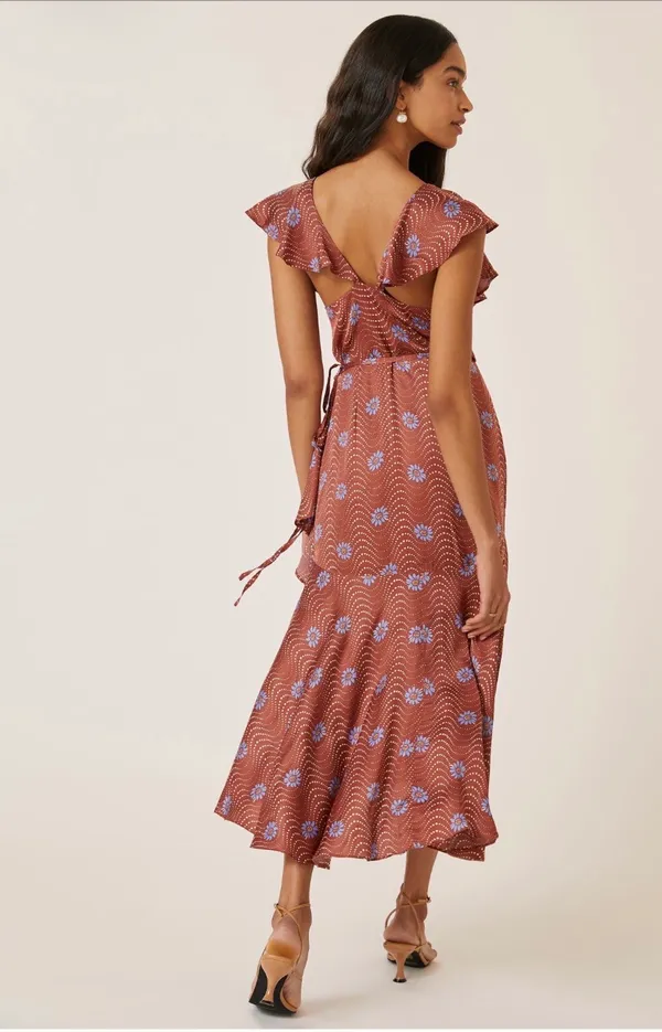 Anthropologie Ruffle-Sleeve Printed-Wrap Maxi - Image 2