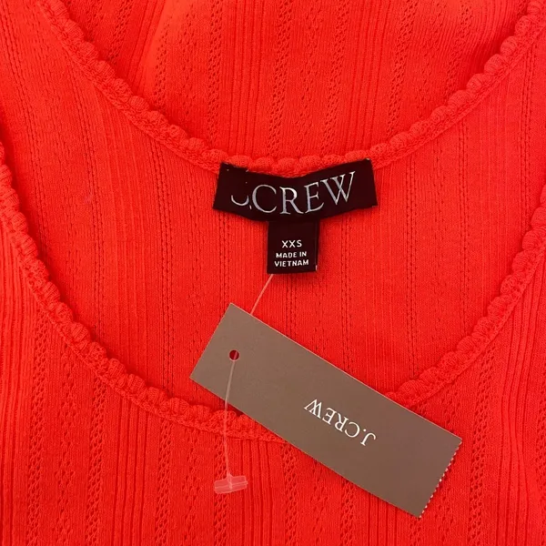 NWT!! J. CREW Pointelle Tank Top Scoop Neck Solid Orange Aperitif Red XX-Small‎ - Image 11