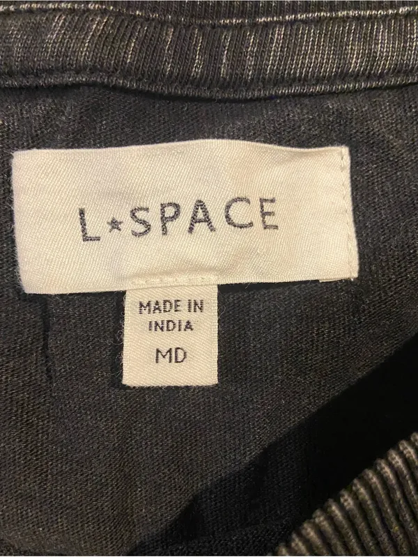 L*space black cotton cropped t shirt size medium - Image 2