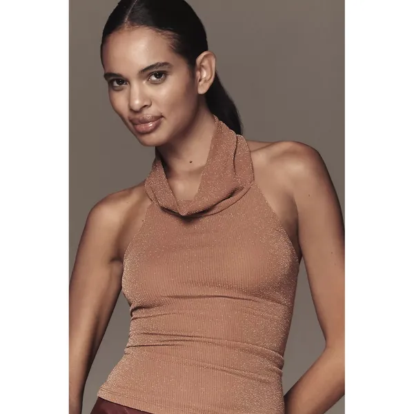 Pilcro Anthropologie Halter Cowl-Neck‎ Tank Top Copper Size L - Image 4