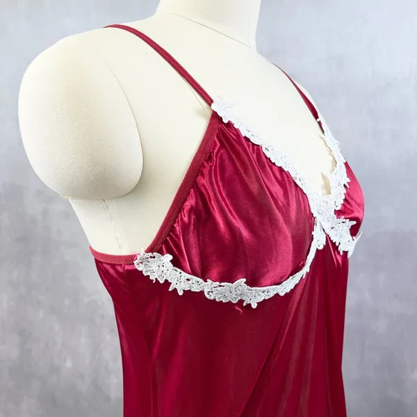 Y2K Babydoll Cami Tank Womens M/L Red Satin Fairy Whimsigoth‎ Retro Festival - Image 3