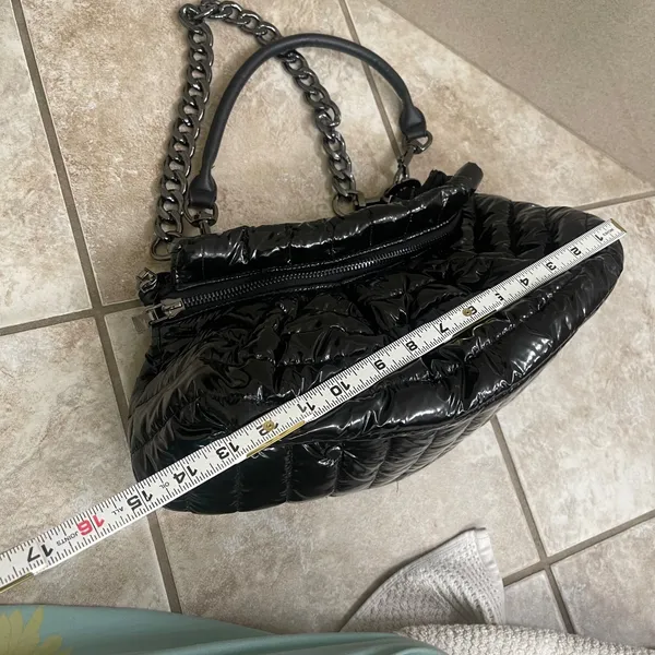 Think Royln‎ Black Patent Puffer Bag Quilted Chain Shoulder Bag New hobo NWT - Image 3