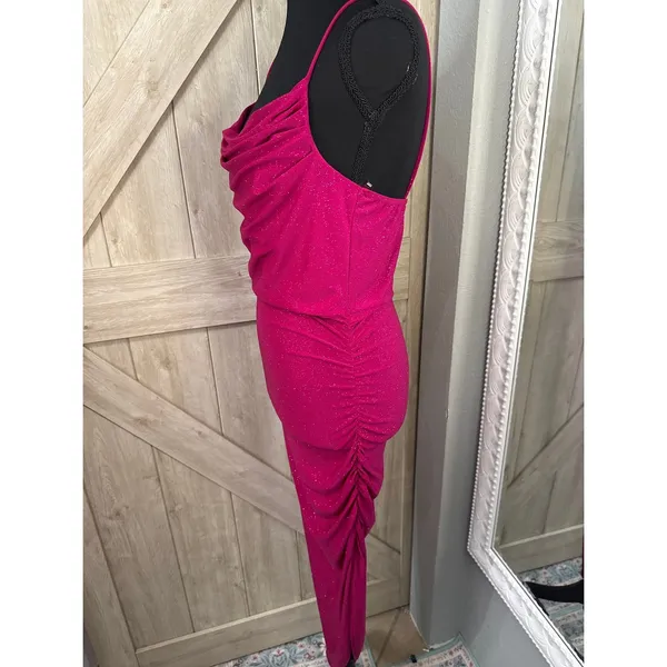 Fuschia Pink Asymmetrical Bodycon dress - Large - Image 6