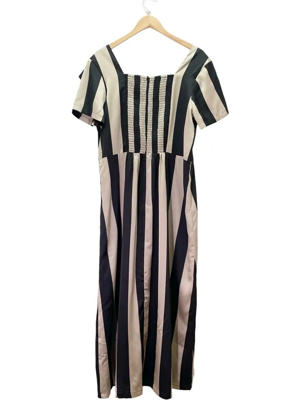 Ivy City Co Marni Dress Sz 1X Black Gold Stripe Satin Bow Midi Retro Party NWT - Image 3