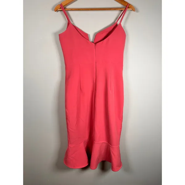 Bardot Kristen peplum Dress Women 6/S Pink Notched V-Neck Bodycon party - Image 4