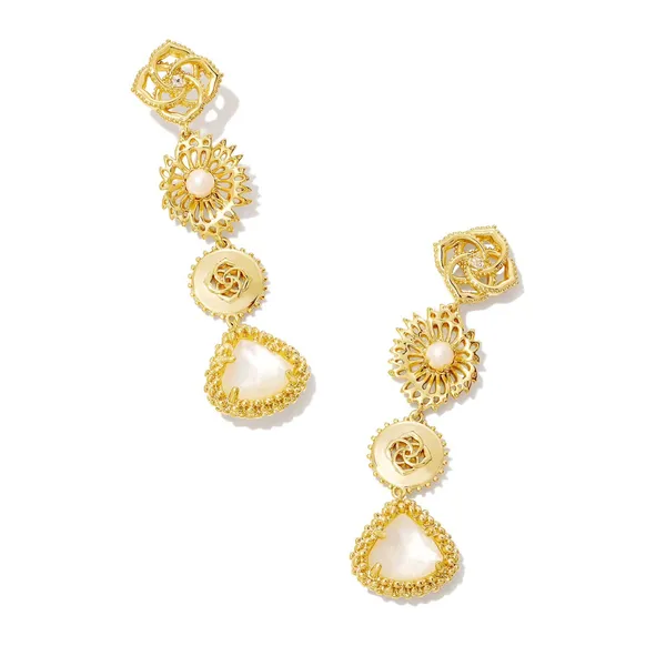 NWT! Kendra Scott Brielle Gold Linear Drop Earrings in Ivory Mother-of-Pearl - Image 2