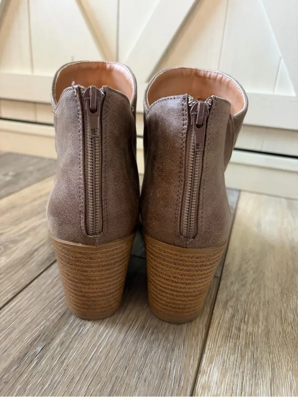 Qupid Faux Suede Chunky Heel Bootie - Image 5