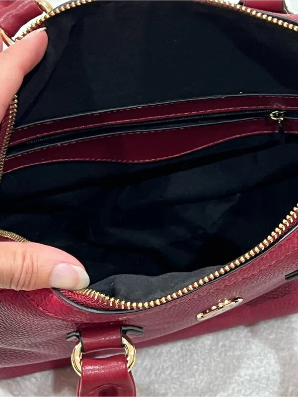Jessica Moore Berry Red Pebbled Faux Leather Venture Satchel - Image 9