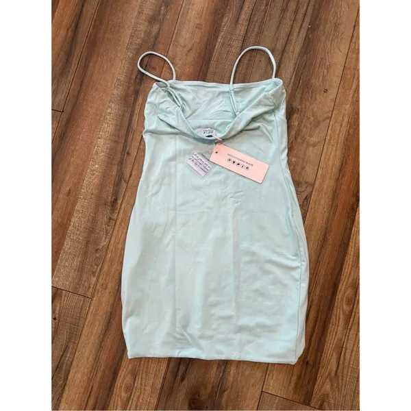 Oh Polly Boutique Mint Bodycon Mini Dress NWT | Spaghetti Strap Ruched Bust - Image 3