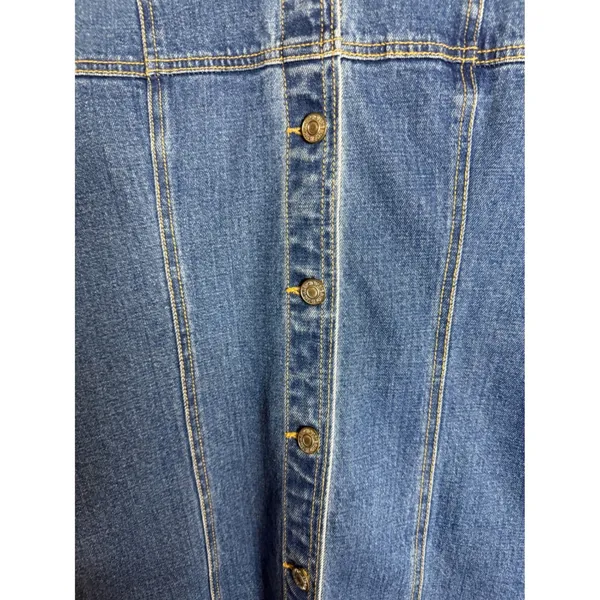 Abercrombie Fitch Womens S Blue Denim Shirt Dress Button Front Mini Short Sleeve - Image 5