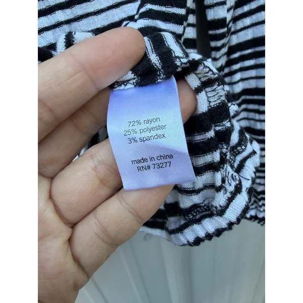 MUDD Womens Black White Striped Stretch Knit Long Sleeve Shirt Top Large - Image 7