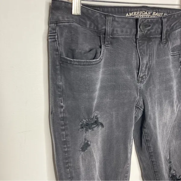 American Eagle Outfitters‎ super low jegging black Gray size 8 - Image 5