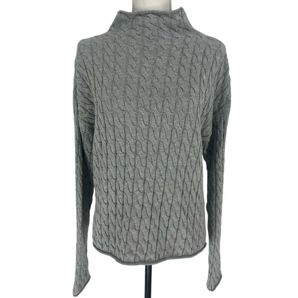 KULE The Mirabelle Mock Neck Cable Knit Cotton Sweater‎ Size Medium - Image 4