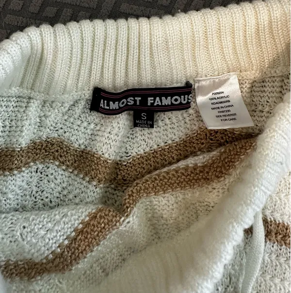 Almost Famous white and beige striped knit set - Image 2
