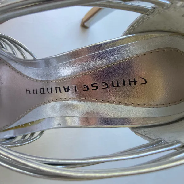 CHINESE LAUNDRY Silver Strappy Platform Heels 6.5  - Image 7