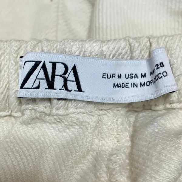 Zara Women's White Cream High Waisted Wide Leg Drawstring Trousers Pants Size M - Image 4