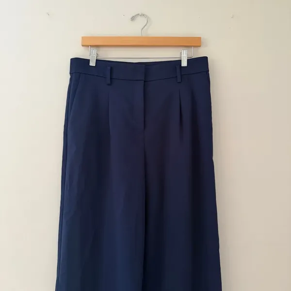 Ann Taylor Wide Leg Pleated Trouser Pants Navy Blue High Waist Women Size 8 - Image 3