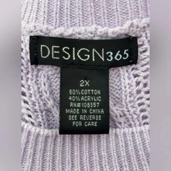 Design 365 Lilac purple Cable Knit Women's Sweater 3/4 sleeves 2X - Image 6
