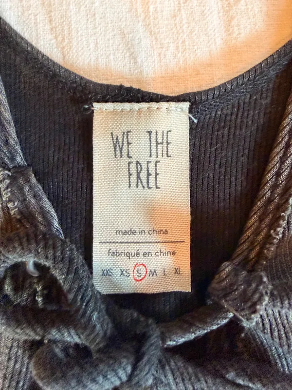 Free People We The Free Ribbed Lace Up Tank Top Washed Black Small - Image 2