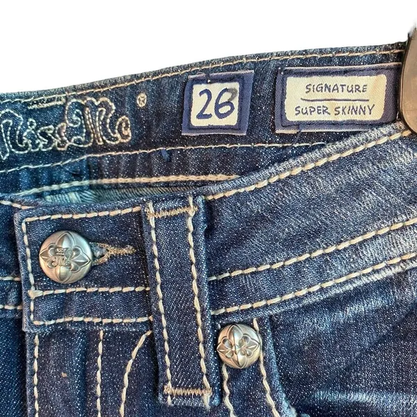 New Miss Me Jeans Womens‎ Sz 26 signature super skinny Denim Embellished Pockets - Image 6