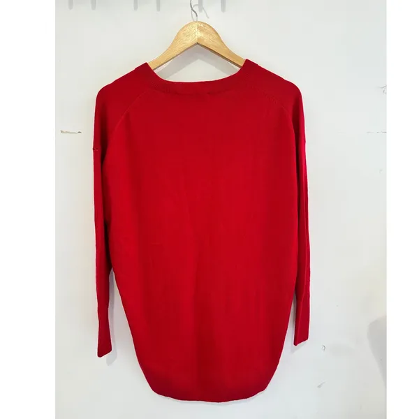 Loft Womens Red V-Neck High-Low Sweater XS NWT Workwear Holidays‎ - Image 2