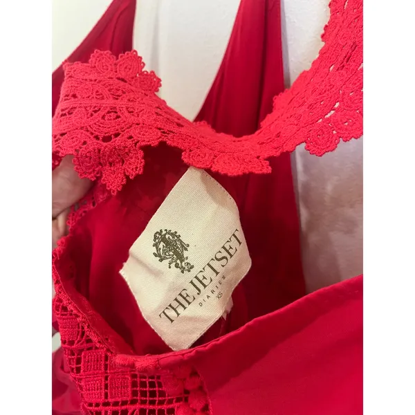 Jetset Diaries Grazie Red Lace Mini Dress XS NWT Backless‎ Scallop Party - Image 11