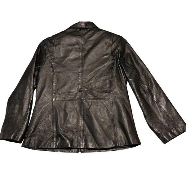 Vintage Mens Black Leather Biker Jacket XL Zip Front‎ Pockets Lined - Image 2